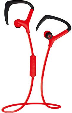 Coby CEBT-401-RED Red Intense Wireless Earbuds with Mic, Built-in microphone, Volume control, Tangle free flat cable, Sweat resistant, Superior audio performance, Comfortable fit, Dimensions 6.14