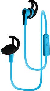 Coby CEBT-402-BLU Intense Wireless Earbuds With Mic, Blue, Built-in microphone, Volume control, Tangle free flat cable, Sweat resistant, Superior audio performance, Comfortable fit, Dimensions 3.7