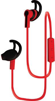 Coby CEBT-402-RED Intense Wireless Earbuds With Mic, Red, Built-in microphone, Volume control, Tangle free flat cable, Sweat resistant, Superior audio performance, Comfortable fit, Dimensions 3.7