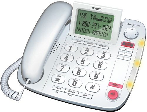Uniden CEZ260W Big Button Desktop Caller ID Corded Phone, White, Modern Big Button Design, Amplified Audio Boost (+20db), Speakerphone with Mute, Caller ID/Call Waiting, 60 Caller ID Memory, Large Adjustable View Angle LCD Display, Power Failure Protection, 4 Level Volume Control, Hi/Lo/Off Ringer Settings, UPC 050633330227 (CEZ-260W CEZ 260W CE-Z260W CEZ260)