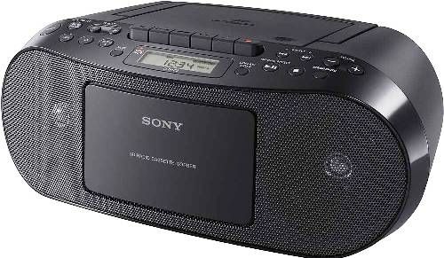 Sony CFD-S50BK CD/Cassette Boombox, Black, Full range 2x 1.7 W stereo RMS output with MEGA BASS, Play CD-R/RW and MP3 CDs with shuffle and program functions, Built-in cassette tape deck with recording function, FM/AM tuner with digital tuning and 30 station presets, Audio-in jack for connecting MP3 players, UPC 027242871793 (CFDS50BK CFD S50BK CF-DS50BK CFD-S50)