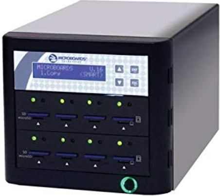 Microboards CFD-SD-07 CopyWriter SD/MicroSD Card Duplicator, 1 Reader Port and 7 Recorder Ports, Standalone Connectivity, Up to 256 MB On-Board Memory (Buffer), Maximum Read Speed 33 MB/sec, Maximum Write Speed 31 MB/sec, Throughput Capacity 1 GB SD Card 490/hr., Maximum SD Card Size Unlimited (CFDSD07 CFDSD-07 CFD-SD07)
