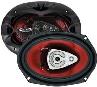 Boss Audio CH-6930 CHAOS Loudspeakers 400 Watt 6x9 3-Way Car Audio Speakers, 60 Oz Magnet structure, 4 Ohm Impedance, 50Hz - 20kHz Frequency response, 92dB Efficiency, Poly injection Cone material, 1" Aluminum Voice coil, 3/4" Piezo Tweeter, 2" Polyimide cone Midrange, Red metallic poly coated paper cone, UPC 791489104937 (CH-6930 CH6930 CH 6930 BOSSCH6930) 
