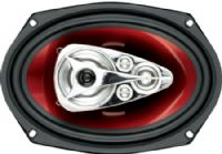 Boss Audio CH6950 CHAOS EXXTREME 6" X 9" 5-Way Speaker, Red Poly Injection Cone, 600 Watts Total Power, 45 Hz to 20 Hz Frequency Response, SPL (1 Watt/1 Meter) 93dB, Aluminum Voice Coil Material, Stamped Basket Structure, Dimensions 4" x 9.25" x 6.5", Mounting Hole Depth 3.125", UPC 791489105736 (CH-6950 CH 6950) 