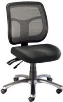 Alvin CH728-45 Argentum Mesh Back Office Chair, Black, Height-adjustable backrest features a tightly stretched silver mesh backing and ergonomically contoured design to provide strong lumbar support, Includes dual-wheel casters, and a 26" diameter polished aluminum base, Backrest is 19-1/2"w x 19-1/2"h., Height adjusts from 17" to 21", UPC 088354802532 (CH72845 CH728 45 CH-72845 CH 728-45) 