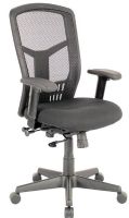 Alvin CH750 model VAN Tecno Manager’s Chair, Adjustment from 18" to 22", and a 24" diameter, Extra-thick seat cushion is 20"w x 19"d x 3", Polypropylene back frame is 20" wide, Black, UPC 088354950417 (CH750 CH-750 CH75 CH7) 