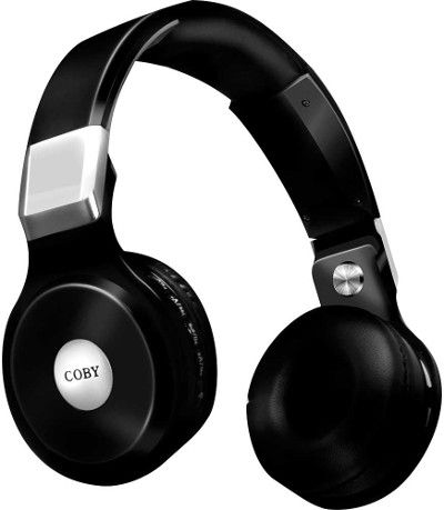 Coby CHBT-600-BLK Wireless Bluetooth and MP3 Headphones, Black, Wireless Bluetooth connection, Built-in microphone, Folding and swivel design, 32 Ohm Impedance, 33 Feet Operation Distance, Dimensions 7.09