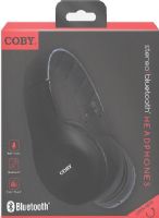 Coby CHBT-605-BLK Wireless Bluetooth Headphones with Mic and Remote, Black; Starting at the center of the flexible headband, the frame of the headphone has been curved like never before; Disciplined decisions in engineering and material selection have created a more durable headphone that is equipped for extended use; UPC 812180022433 (CHBT 605 BLK CHBT 605BLK CHBT605 BLK CHBT-605BLK CHBT605-BLK CHBT605BK CHBT605BLK) 