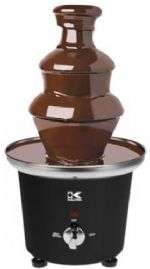 Kalorik CHM 41044 BK Black Cascading Chocolate Fondue Fountain; Holds about 1.5 lbs of chocolate; Auger style fountain- no pump required; Equiped with a thermostat & safety fuse for safe operation; Stainless steel basin capacity: 24 oz; Adjustable feet for level operation and smooth chocolate flow; Includes 6 stainless steel fondue forks; Power indicator light; Perfect for dipping fruits, marshmallows, cookies, and other foods; UPC 848052002814 (CHM41044BK CHM 41044 BK CHM 41044 BK) 
