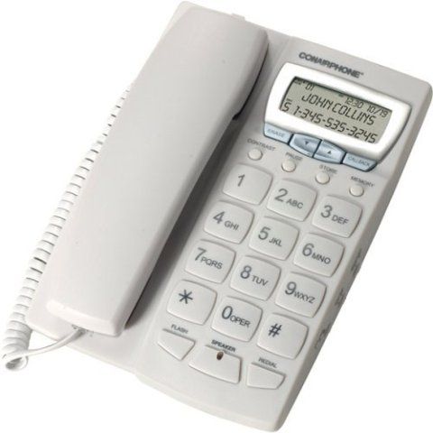 Conair CID254W Refurbished Corded Speakerphone with Caller ID, 10-number memory dialing, Speakerphone with volume control, Oversized keypad, Last number redial, Receiver volume control, Flash function, Ringer with on and off control, Tone and pulse switchable, Desk or wall mount, Hearing aid compatible, FCC and ETL approved, Attractive white design with silver accents, 64 name and number Caller ID memories (CID254W CID-254W CID 254W CID254W-R CID254W-RB)