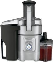Cuisinart CJE-1000 Juice Extractor, 1000 watts of power, Die-cast and stainless steel housing, Exclusive easy unlock and lift system, Exclusive foam management filter disk, Exclusive anti-drip adjustable flow spout, Quiet operation, Large 3 inch feed tube for whole fruits and vegetables, 5-speed dial control with blue LED light ring, UPC 086279028303 (CJE1000 CJE 1000 CJ-E1000) 