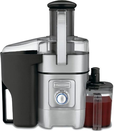 Cuisinart CJE-1000 Juice Extractor, 1000 watts of power, Die-cast and stainless steel housing, Exclusive easy unlock and lift system, Exclusive foam management filter disk, Exclusive anti-drip adjustable flow spout, Quiet operation, Large 3 inch feed tube for whole fruits and vegetables, 5-speed dial control with blue LED light ring, UPC 086279028303 (CJE1000 CJE 1000 CJ-E1000)