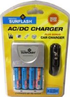 Digital Sunflash CK-2300 AC/DC Battery Charger, Lasts up to 4x Longer, Charges up to 1000x, Recharges 2 or 4 pieces high capacity AA or AAA Ni-Mh batteries at a time, Powered by the supplied switching mode AC adaptor when using indoors or by the supplied DC car adapter when using in the vehicle, Universal voltage 100-240volts, Includes 4 AA 2300mAh Ni-MH Rechargeable Batteries (CK2300 CK 2300) 