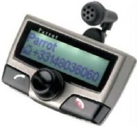 Parrot CK3100 LCD Bluetooth Car Kit, LCD screen displays incoming, recent & missed calls plus voice mail & phone directory, Caller's voice is reproduced over the vehicle's stereo that is automatically muted for phone conversations, Browser button lets user scroll through menus & phone directory & adjust volume, Displays carrier name (CK 3100 CK-3100 PF150035AC) 