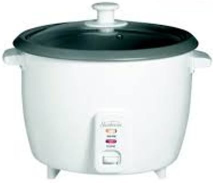 Sumbeam CKSBRC1600-013 Rice Cooker, White; Produces up to 10 cups of cooked rice; Nonstick removable inner pot, steaming basket for shrimp or vegetables; Cook and keep-warm settings, domed glass lid, stay-cool side handles; Measuring cup and rice ladle included (CKSBRC1600013 CKSBRC1600 013)