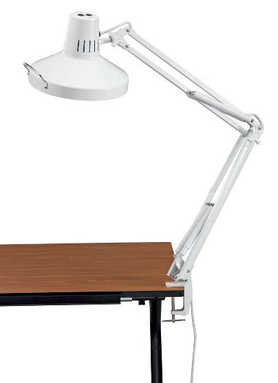 Alvin CL1755-D Swing-Arm Combination Lamp, White Finish, Fluorescent and incandescent lighting in one convenient unit, Spring-balanced swing arm features spring covers and a generous 45