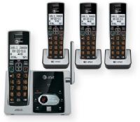 AT&T CL82413 4 handset cordless answering system with caller ID and Call waiting; Big buttons; Caller ID and call waiting; 50 name and number caller ID history; Expandable up to 12 handsets; ECO mode power conserving technology; Quiet mode; DECT 6.0 digital technology; UPC 650530026225 (CL82413 CL-82413 ATTCL82413 AT&TCL82413 AT-T-CL82413 AT-T-CL-82413) 