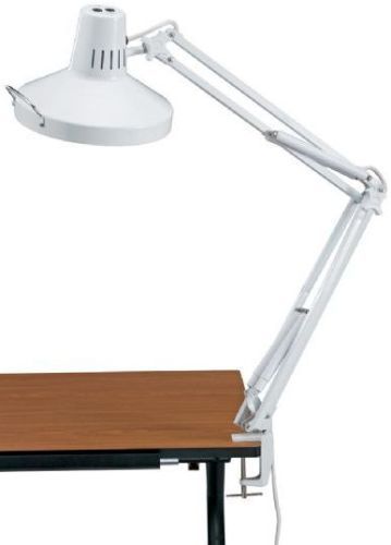 Alvin CLCFL1755-D White Swing-Arm Combination Lamp with CFL Bulb; Fluorescent and compact fluorescent lighting in one convenient unit; Independent rocker switches operate the lights independently or together; Spring-balanced swing-arm features spring covers and a generous 45