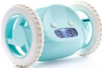 Nanda CLKYA model Clocky Mobile Alarm Clock, Set your snooze time, 0-9 minutes, Snooze once before he runs away, Choose 0 and he runs right away, Can jump from up to 3 feet, Moves on wood and carpet, Press snooze to view time at night, Aqua Color (CLKYA Clocky Aqua)  