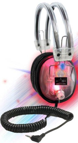 HamiltonBuhl CL-LED LED Light-Up Clear Housing Deluxe Headphone with 1/8