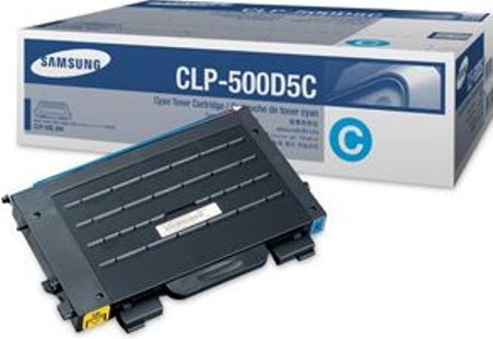 Samsung CLP-500D5C Cyan Toner Cartridge For use with Samsung CLP-500, CLP-500N, CLP-550 and CLP-550N Printers, Up to 5000 pages at 5% Coverage, New Genuine Original Samsung OEM Brand, UPC 635753701005 (CLP500D5C CLP 500D5C CLP-500-D5C CLP-500 D5C)