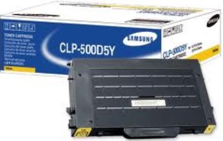 Samsung CLP-500D5Y Yellow Toner Cartridge For use with Samsung CLP-500, CLP-500N, CLP-550 and CLP-550N Printers, Up to 5000 pages at 5% Coverage, New Genuine Original Samsung OEM Brand, UPC 635753701203 (CLP500D5Y CLP 500D5Y CLP-500-D5Y CLP-500 D5Y)