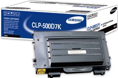 Samsung CLP-500D7K Black Toner Cartridge For use with Samsung CLP-500, CLP-500N, CLP-550 and CLP-550N Printers, Up to 7000 pages at 5% Coverage, New Genuine Original Samsung OEM Brand, UPC 635753701401 (CLP500D7K CLP 500D7K CLP-500-D7K CLP-500 D7K)