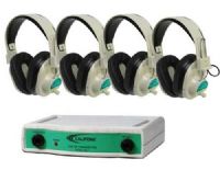 Califone CLS729-4 4-Position Wireless Listening Center, Freq 72.900mHz Color Coded - Green; Four Wireless Headphones; Wireless Transmitter; 100’+ transmitter range for convenience in any setting; For the specialized needs of wireless group or 1:1 instruction with differentiated learning rates for an unlimited number of students; UPC 610356312001 (CLS7294 CLS-7294 CLS-729 CLS729) 
