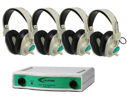 Califone CLS729-4 4-Position Wireless Listening Center, Freq 72.900mHz Color Coded - Green; Four Wireless Headphones; Wireless Transmitter; 100+ transmitter range for convenience in any setting; For the specialized needs of wireless group or 1:1 instruction with differentiated learning rates for an unlimited number of students; UPC 610356312001 (CLS7294 CLS-7294 CLS-729 CLS729)
