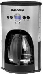 Kalorik CM 25282 SS Stainless Steel and Black Programmable 12 Cup Coffee Maker, 12-cup capacity, Fully programmable with digital timer and LCD display, Blue backlit display, Transparent water tank, 2 hour auto shut-off function, Removable filter holder for easy cleaning, Pause and serve function, Dimensions: 9.5 x 8.5 x 14.25, 900W, UPC 877340001611 (CM25282SS CM 25282 SS CM2-5282SS) 