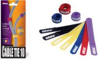 Aidata CM03 Cable Ties 10, 10 Velcro strap ties in 5 assorted colors per pack, 180 x 21mm / 7½ x 0.8½ (CM-03 CM 03) 