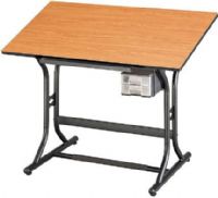 Alvin CM30-3-WBR CrafMaster Jr. Art, Drawing and Hobby Table, Black base, 24” x 40” Cherry Woodgrain Top Board with rounded corners, 31” fixed height, 2 supply drawers each 7”w x 10”d x 2”h, One-hand tilt top, Footrest crossbar with rubber tread and 30" of leg room, UPC 088354802235 (CM30-3-WBR CM30 3 WBR CM303WBR) 