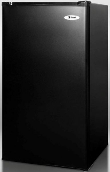 Summit CM40B Counter Depth Compact Refrigerator, 3.9 cu.ft. Capacity, Reversible Door Swing, 3 Shelf Quantity, Glass Shelf Type, 3 Full Door Shelf Quantity, Manual Defrost Type, 33.75 inch Height to Hinge Cap, 36.5 inch Depth with door at 90, Dial Thermostat Type, Side of Unit Condensor Location, Interior Fan Type, 103.0 Low Side PSI, R134a Freon Type, 250.0 High Side PSI, Black Color (CM-40B CM 40B CM40-B CM40 B)