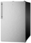 Summit CM421BLSSHV Freestanding Compact Refrigerator 20” With 4.1 Cu. Ft. Capacity, 2 Glass Shelves, Right Hinge, With Door Lock, Crisper Drawer, Manual Defrost, Factory Installed Lock, CFC Free In Stainless Steel; Full 4.1 cu.ft. capacity inside conveniently slim footprint; Durable 304 grade wrapping; UPC 761101006451 (SUMMITCM421BLSSHV SUMMIT CM421BLSSHV SUMMIT-CM421BLSSHV) 