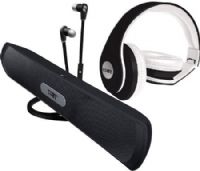 Coby CMB-102-BLK Model 3 in 1 Audio Combo Pack; This Coby 3-in-1 Audio Combo Pack includes Ultra Comfort Headphones, Advanced Audio Stereo Earbuds, and a Portable Bluetooth Speaker; Designed for smartphones, tablets and media players; UPC 812180027582 (CMB102BLK CMB102-BLK CMB-102BLK CMB 102 BLK CMB 102BLK CMB102 BLK CMB102BK) 