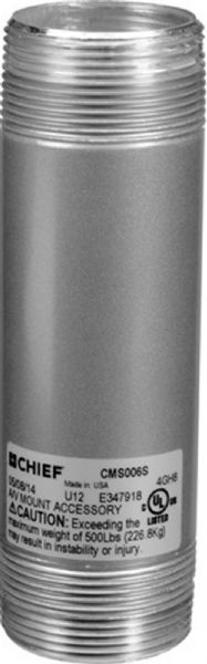 Chief CMS-006S Speed-Connect Fixed Extension Column, Aluminum Construction, Silver Finish, 6