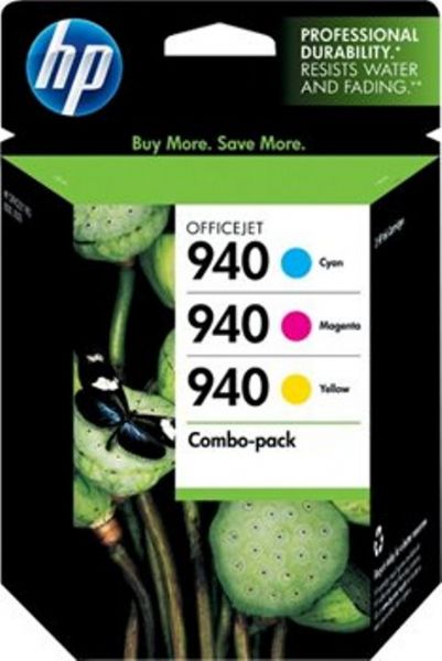 HP Hewlett Packard CN065FN model No. 940 Combo Pack Ink Cartridge, Inkjet Print Technology, Magenta, Yellow and Cyan Print Color, 900 Page Typical Print Yield, New Genuine Original OEM HP Hewlett Packard, For use with 8000, 8500 and 8500 Premier HP OfficeJet Pro Printers (CN065FN CN065-FN CN065 FN CN065FN140 CN065FN-140 CN065FN 140 CN065FN#140)
