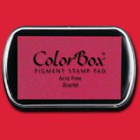 ColorBox 15014 Pigment Ink Stamp Pad, Scarlet; ColorBox inks are ideal for all papercraft projects, especially where direct-to-paper, embossing and resist techniques are used; They’re unsurpassed for stamping or color blending on absorbent papers where sharp detail and archival quality are desired; UPC 746604150146 (COLORBOX15014 COLORBOX 15014 CS15014 ALVIN 60257-3080 STAMP PAD SCARLET) 