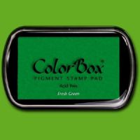 ColorBox 15022 Pigment Ink Stamp Pad, Fresh Green; ColorBox inks are ideal for all papercraft projects, especially where direct-to-paper, embossing and resist techniques are used; They're unsurpassed for stamping or color blending on absorbent papers where sharp detail and archival quality are desired; UPC 746604150221 (COLORBOX15022 COLORBOX 15022 CS15022 ALVIN STAMP PAD FRESH GREEN) 