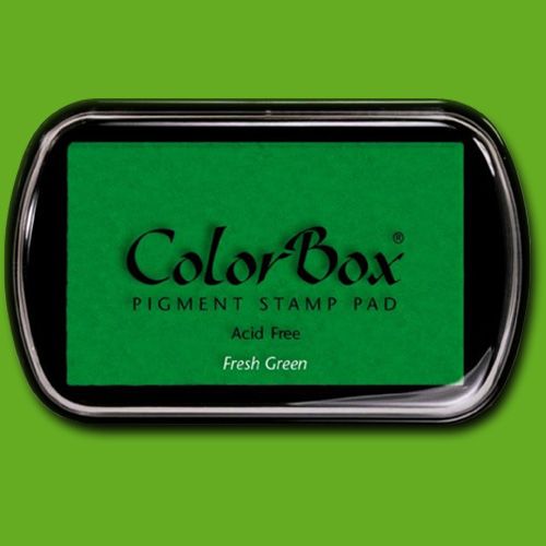 ColorBox 15022 Pigment Ink Stamp Pad, Fresh Green; ColorBox inks are ideal for all papercraft projects, especially where direct-to-paper, embossing and resist techniques are used; They're unsurpassed for stamping or color blending on absorbent papers where sharp detail and archival quality are desired; UPC 746604150221 (COLORBOX15022 COLORBOX 15022 CS15022 ALVIN STAMP PAD FRESH GREEN)