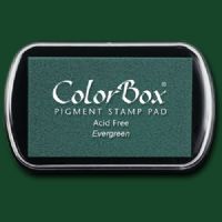 ColorBox 15023 Pigment Ink Stamp Pad, Evergreen; ColorBox inks are ideal for all papercraft projects, especially where direct-to-paper, embossing and resist techniques are used; They're unsurpassed for stamping or color blending on absorbent papers where sharp detail and archival quality are desired; UPC 746604150238 (COLORBOX15023 COLORBOX 15023 CS15023 ALVIN STAMP PAD EVERGREEN) 