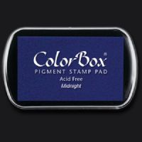 ColorBox 15027 Pigment Ink Stamp Pad, Midnight; ColorBox inks are ideal for all papercraft projects, especially where direct-to-paper, embossing and resist techniques are used; They're unsurpassed for stamping or color blending on absorbent papers where sharp detail and archival quality are desired; UPC 746604150276 (COLORBOX15027 COLORBOX 15027 CS15027 ALVIN STAMP PAD MIDNIGHT) 