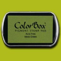 ColorBox 15062 Pigment Ink Stamp Pad, Moss Green; ColorBox inks are ideal for all papercraft projects, especially where direct-to-paper, embossing and resist techniques are used; They're unsurpassed for stamping or color blending on absorbent papers where sharp detail and archival quality are desired; UPC 746604150627 (COLORBOX15062 COLORBOX 15062 CS15062 ALVIN STAMP PAD MOSS GREEN) 