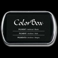 ColorBox 15082 Pigment Ink Stamp Pad, Black; ColorBox inks are ideal for all papercraft projects, especially where direct-to-paper, embossing and resist techniques are used; They're unsurpassed for stamping or color blending on absorbent papers where sharp detail and archival quality are desired; UPC 746604150825 (COLORBOX15082 COLORBOX 15082 CS15082 ALVIN STAMP PAD BLACK) 