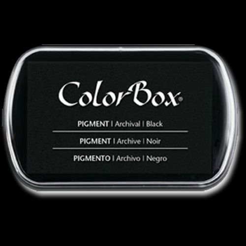 ColorBox 15082 Pigment Ink Stamp Pad, Black; ColorBox inks are ideal for all papercraft projects, especially where direct-to-paper, embossing and resist techniques are used; They're unsurpassed for stamping or color blending on absorbent papers where sharp detail and archival quality are desired; UPC 746604150825 (COLORBOX15082 COLORBOX 15082 CS15082 ALVIN STAMP PAD BLACK)