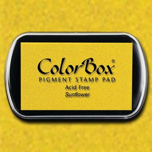 ColorBox 15170 Pigment Ink Stamp Pad, Sunflower; ColorBox inks are ideal for all papercraft projects, especially where direct-to-paper, embossing and resist techniques are used; They're unsurpassed for stamping or color blending on absorbent papers where sharp detail and archival quality are desired; UPC 746604151709 (COLORBOX15170 COLORBOX 15170 CS15170 ALVIN STAMP PAD SUNFLOWER)
