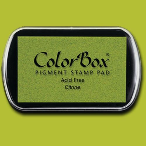 ColorBox 15188 Pigment Ink Stamp Pad, Citrine; ColorBox inks are ideal for all papercraft projects, especially where direct-to-paper, embossing and resist techniques are used; They're unsurpassed for stamping or color blending on absorbent papers where sharp detail and archival quality are desired; UPC 746604151884 (COLORBOX15188 COLORBOX 15188 CS15188 ALVIN STAMP PAD CITRINE)