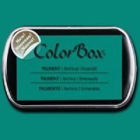 ColorBox 15223 Pigment Ink Stamp Pad, Emerald; ColorBox inks are ideal for all papercraft projects, especially where direct-to-paper, embossing and resist techniques are used; They're unsurpassed for stamping or color blending on absorbent papers where sharp detail and archival quality are desired; UPC 746604152232 (COLORBOX15223 COLORBOX 15223 CS15223 ALVIN STAMP PAD EMERALD) 