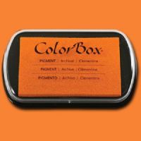 ColorBox 15235 Pigment Ink Stamp Pad, Clementine; ColorBox inks are ideal for all papercraft projects, especially where direct-to-paper, embossing and resist techniques are used; They're unsurpassed for stamping or color blending on absorbent papers where sharp detail and archival quality are desired; UPC 746604152355 (COLORBOX15235 COLORBOX 15235 CS15235 ALVIN STAMP PAD CLEMENTINE) 