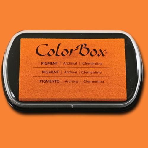 ColorBox 15235 Pigment Ink Stamp Pad, Clementine; ColorBox inks are ideal for all papercraft projects, especially where direct-to-paper, embossing and resist techniques are used; They're unsurpassed for stamping or color blending on absorbent papers where sharp detail and archival quality are desired; UPC 746604152355 (COLORBOX15235 COLORBOX 15235 CS15235 ALVIN STAMP PAD CLEMENTINE)